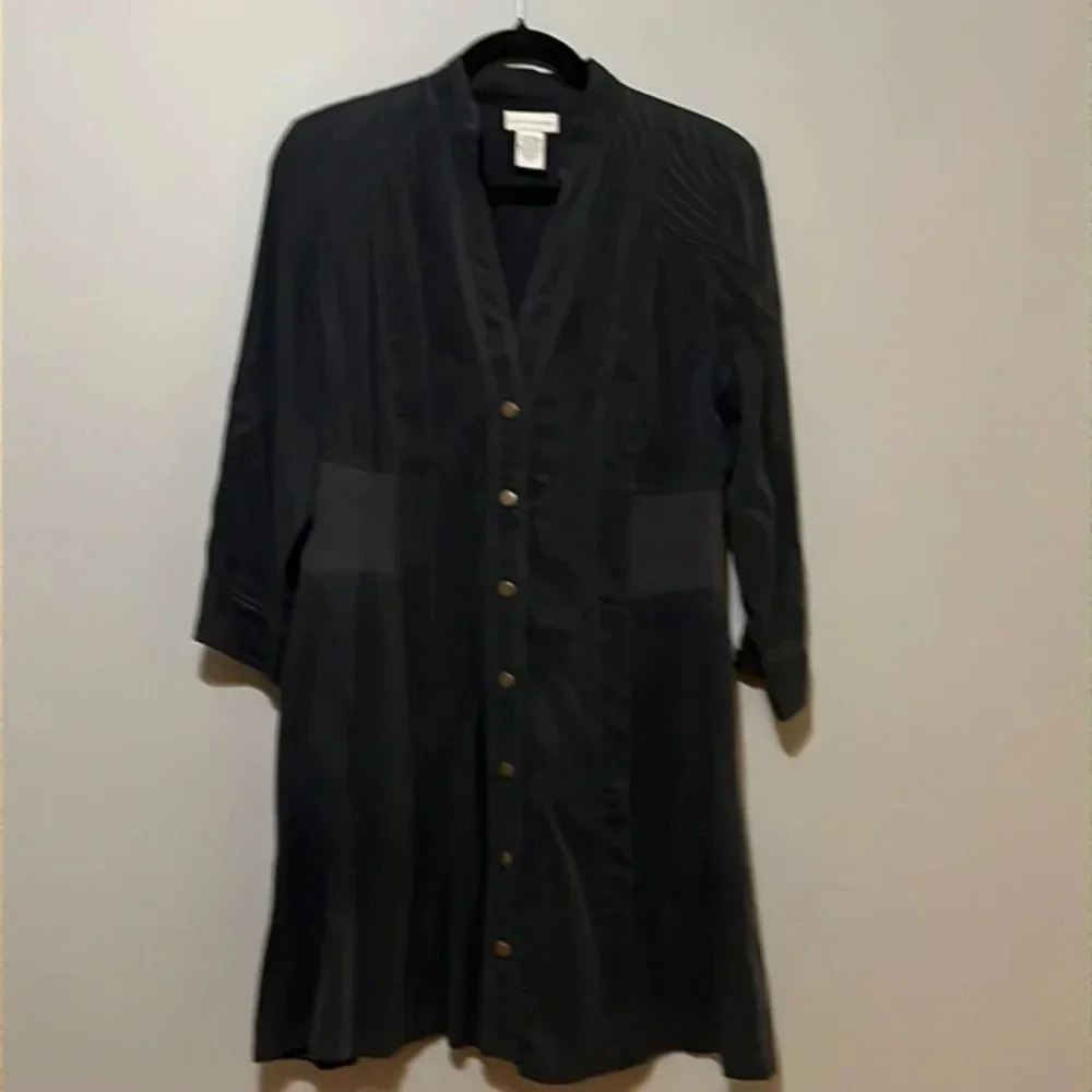 Soft‎ Surroundings | Tencel gray shirt dress brass snaps Womens size S office